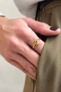 Anillo Dorado Ajustable Con Diseño Infinito