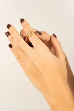 Anillo Dorado Ajustable Con Diseño De Tres Argollas