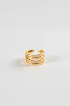 Anillo Dorado Ajustable Con Diseño De Cuatro Argollas