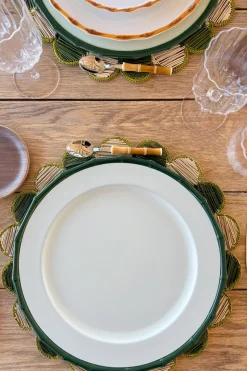 Bajoplato Blanco Con Borde Diseño Bambú Verde