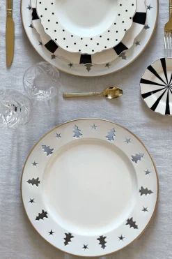 Bajoplato Blanco Con Borde Dorado Y Árboles