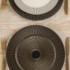 Bajoplato Negro & Dorado Con Diseño De Rayas