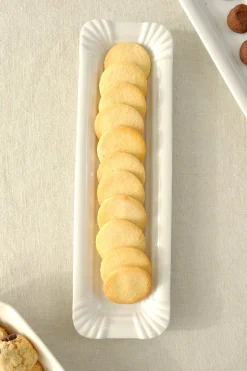 Bandeja Blonda Cerámica Blanca Alargada Grande