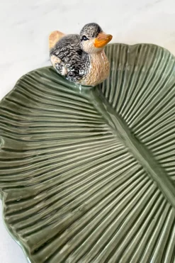 Bandeja Con Diseño De Hoja Y Figura De Pato