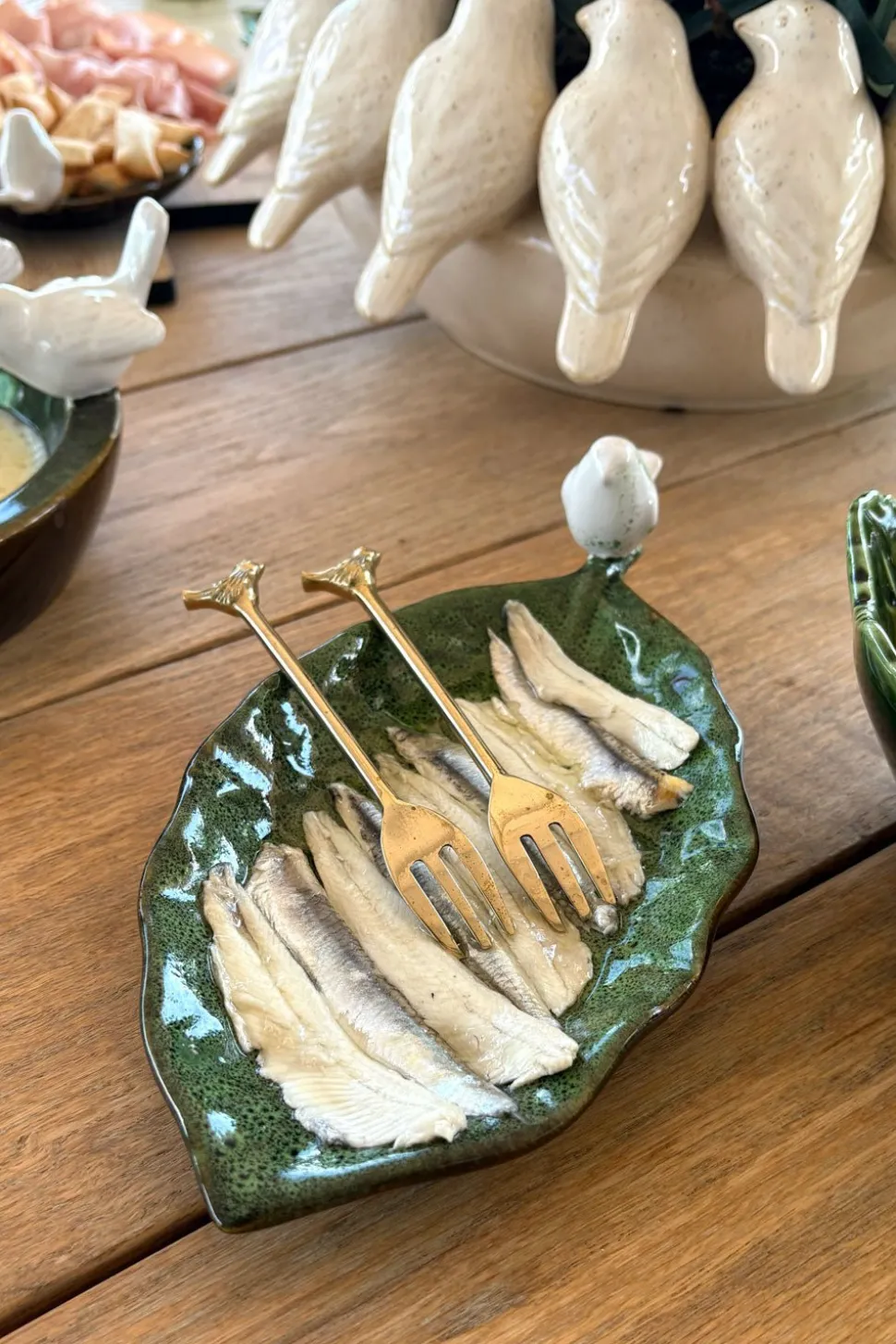 Bandeja Con Diseño De Hoja Y Figura De Pájaro