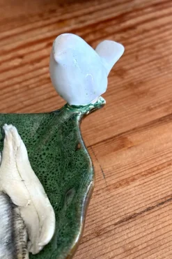 Bandeja Con Diseño De Hoja Y Figura De Pájaro