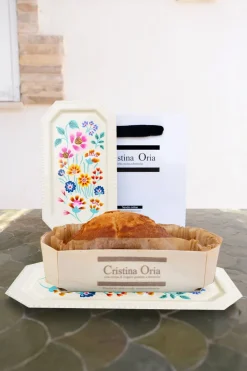 Bandeja Con Flores Pintadas & Bizcocho En Bolsa