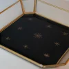 Bandeja Cuadrada De Cristal Dorada Con Diseño De Estrellas
