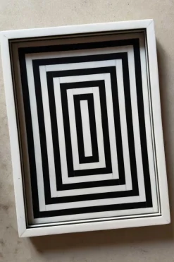 Bandeja De Resina Con Diseño De Rayas Blancas Y Negras