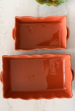 Bandeja Horno Con Borde Ondulado Terracota