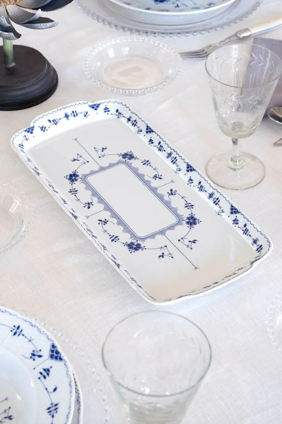 Bandeja Rectangular Crisantemos Azules Co