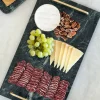 Bandeja Rectangular De Mármol Verde Con Asas Doradas