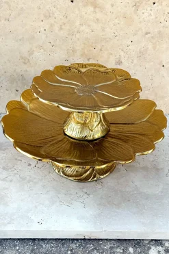 Base Con Diseño De Flor Dorada Grande