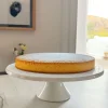 Base Con Pie De Porcelana Blanca Y Borde Dorado