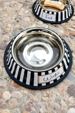 Bebedero Para Mascotas Pintado A Mano Blanco Y Negro