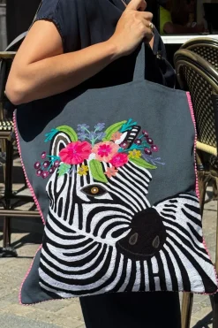 Bolsa Bordada A Mano Con Diseño De Cebra