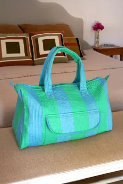 Bolsa De Viaje Rayas Azules Y Verdes