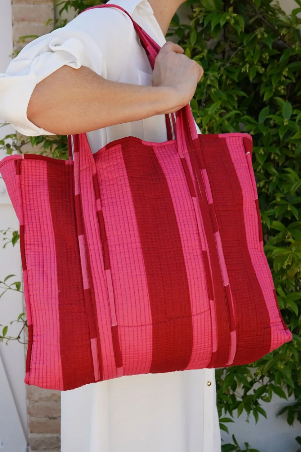 Bolsa Rayas Rosas Y Rojas