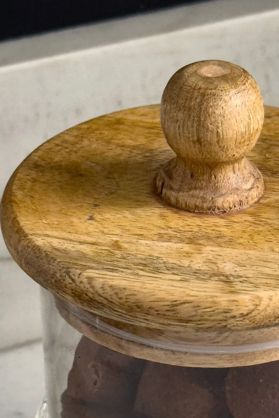 Bombonera De Cristal Con Base Y Tapa De Madera