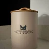 Bote de Comida para Gatos de Metal con Tapa Bambú