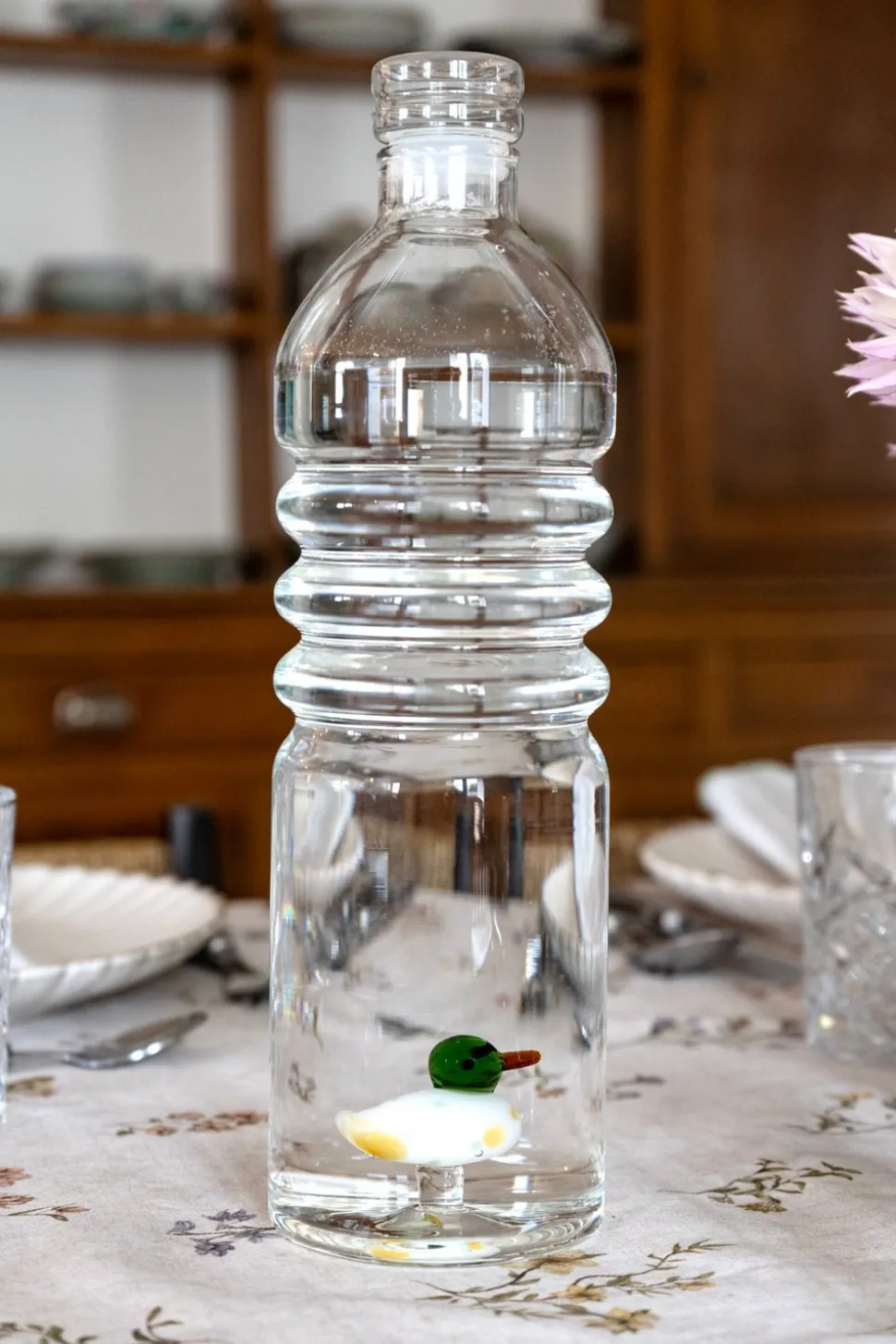 Botella De Cristal Con Figura Pato