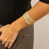 Brazalete Dorado Ajustable Con Cierre En Cadena Diseño Irregular