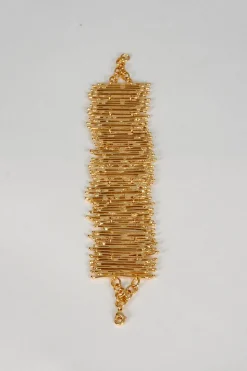 Brazalete Dorado Ajustable Con Cierre En Cadena Diseño Irregular