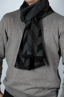 Bufanda Algodón ZigZag Negra Y Gris