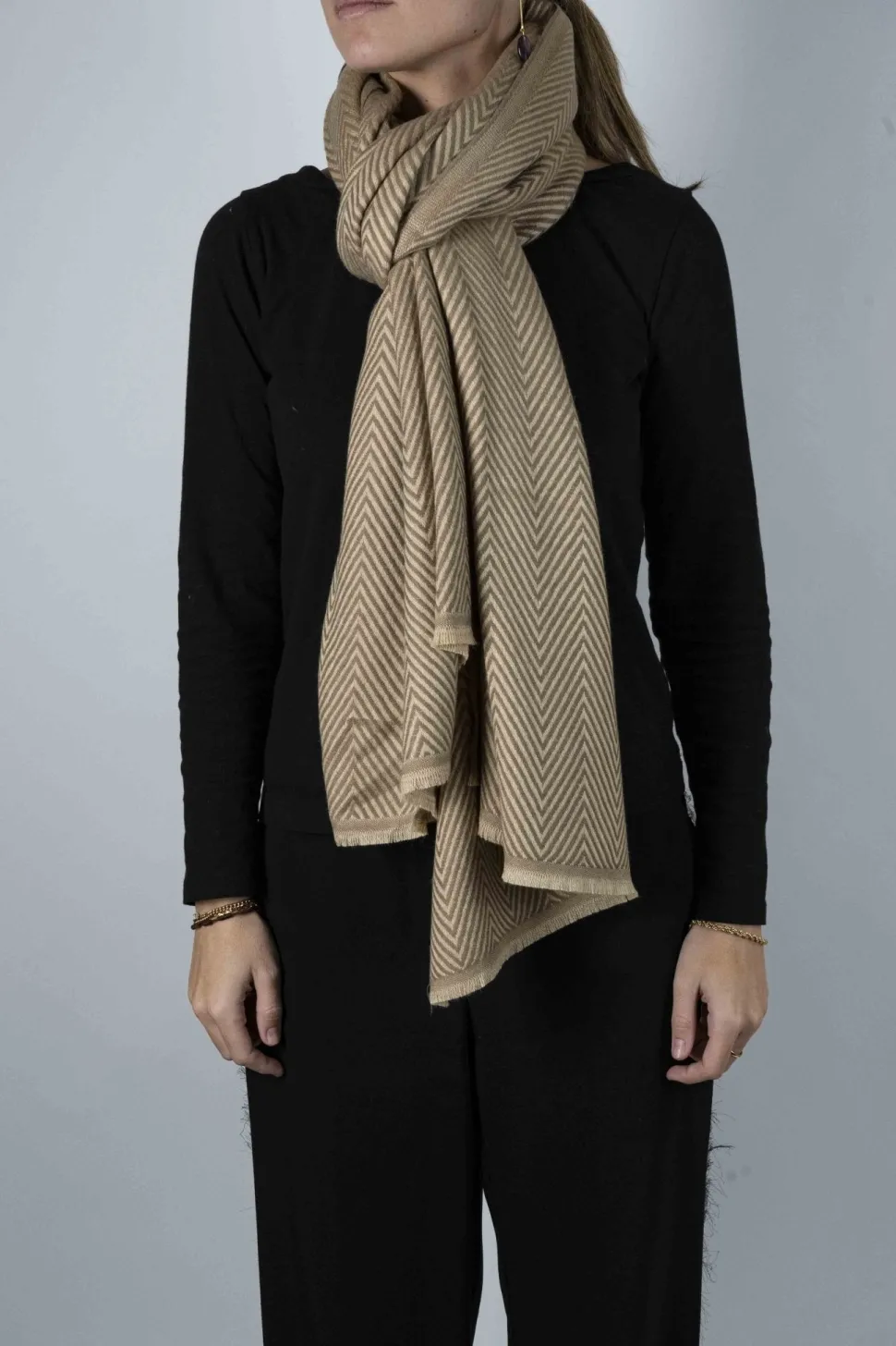 Bufanda De Lana Y Cashmere Con Diseño ZigZag