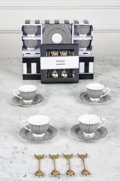 Caja De Regalo Tazas Espresso Y Cucharitas De Bronce