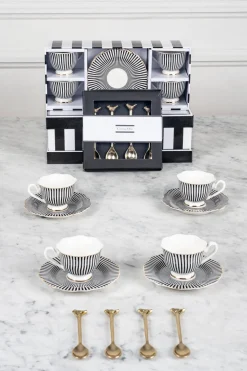 Caja De Regalo Tazas Espresso Y Cucharitas De Bronce