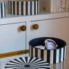 Caja Decorativa De Resina Redonda Con Diseño De Rayas Blancas Y Negras Mediana