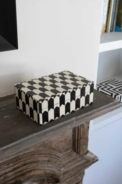 Caja Decorativa De Resina Con Diseño De Flechas Blancas Y Negras
