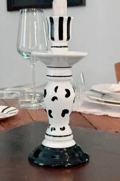 Candelabro Blanco Y Negro Pequeño