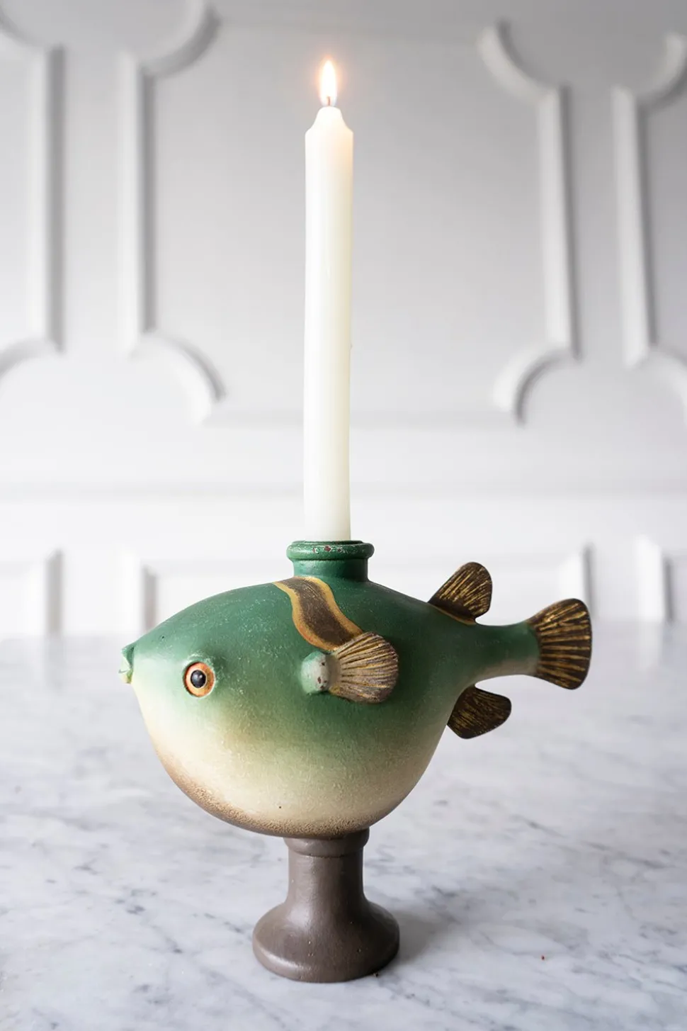 Candelabro Con Diseño De Pez En Color Verde