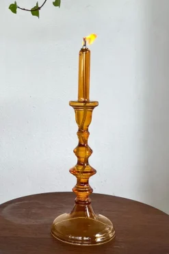 Candelabro De Aceite Ámbar Grande