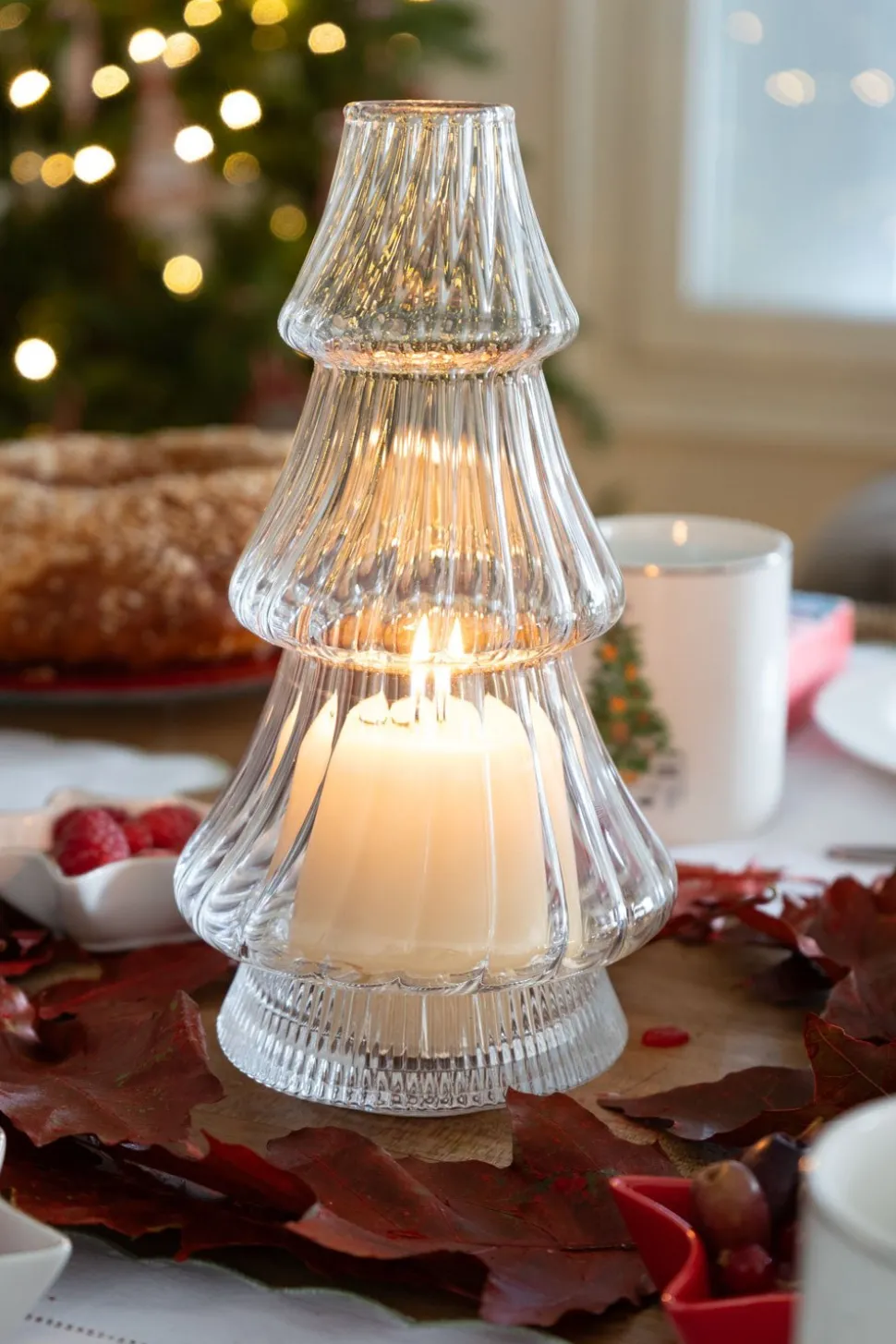 Candelabro De Cristal Con Diseño De Árbol Transparente