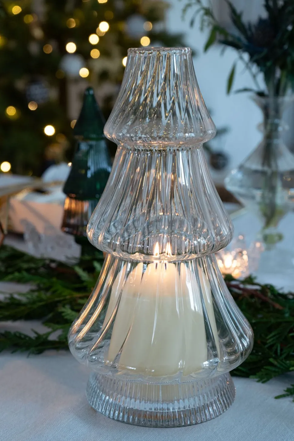 Candelabro De Cristal Con Diseño De Árbol Transparente