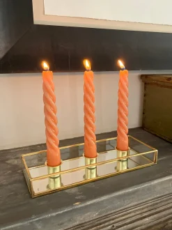 Candelabro De Cristal Con Detalles Dorados 3 Velas