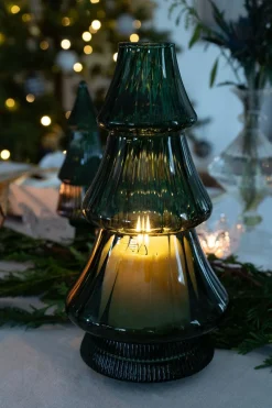Candelabro De Cristal Con Diseño De Árbol Verde