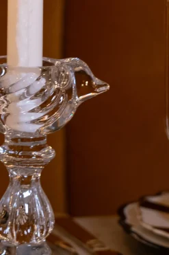 Candelabro De Cristal Con Diseño De Pájaro