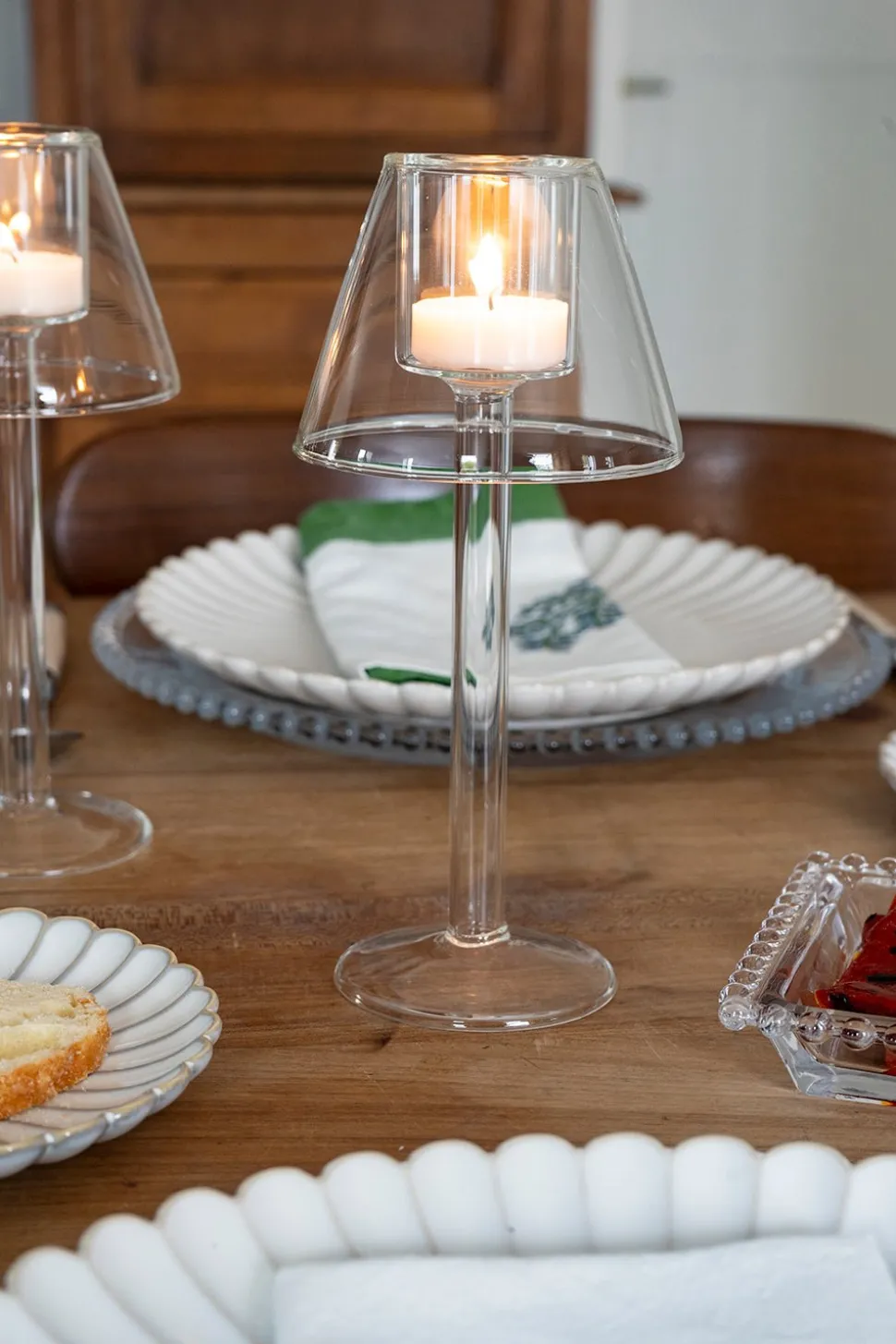 Candelabro De Cristal Con Diseño De Lámpara Transparente