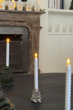 Candelabro De Hierro Con Diseño De Árbol Blanco Y Dorado