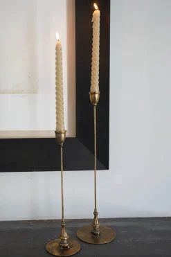 Candelabro De Metal Dorado Antique Grande