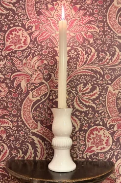 Candelabro De Porcelana Atenea Con Filo Dorado