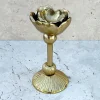 Candelabro Dorado De Aluminio Con Diseño De Flor