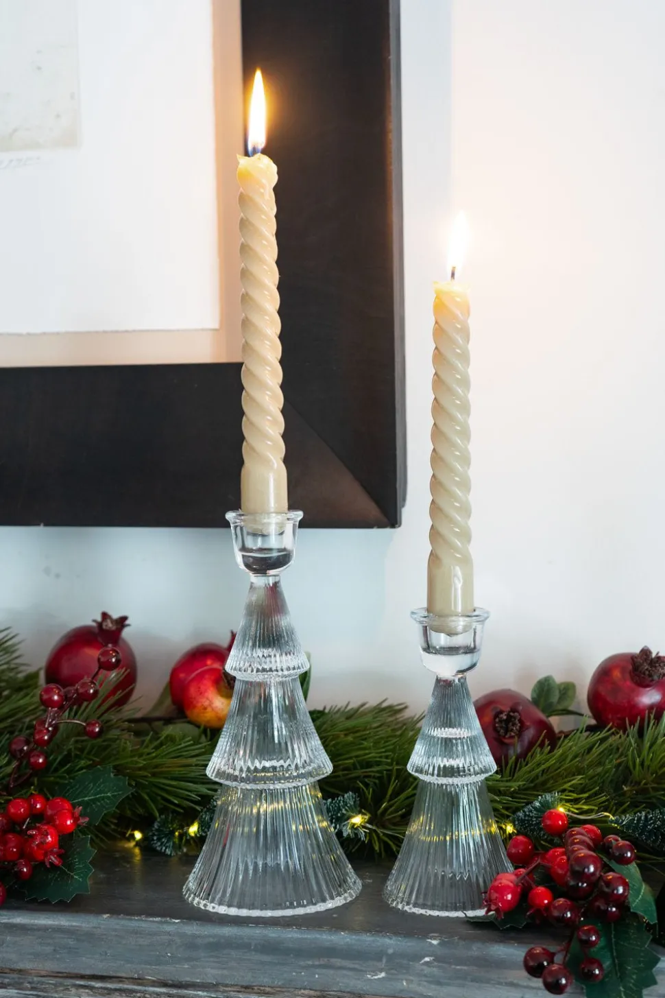 Candelabro Tallado De Cristal Con Diseño De Árbol Transparente Grande