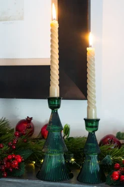 Candelabro Tallado De Cristal Con Diseño De Árbol Verde Grande