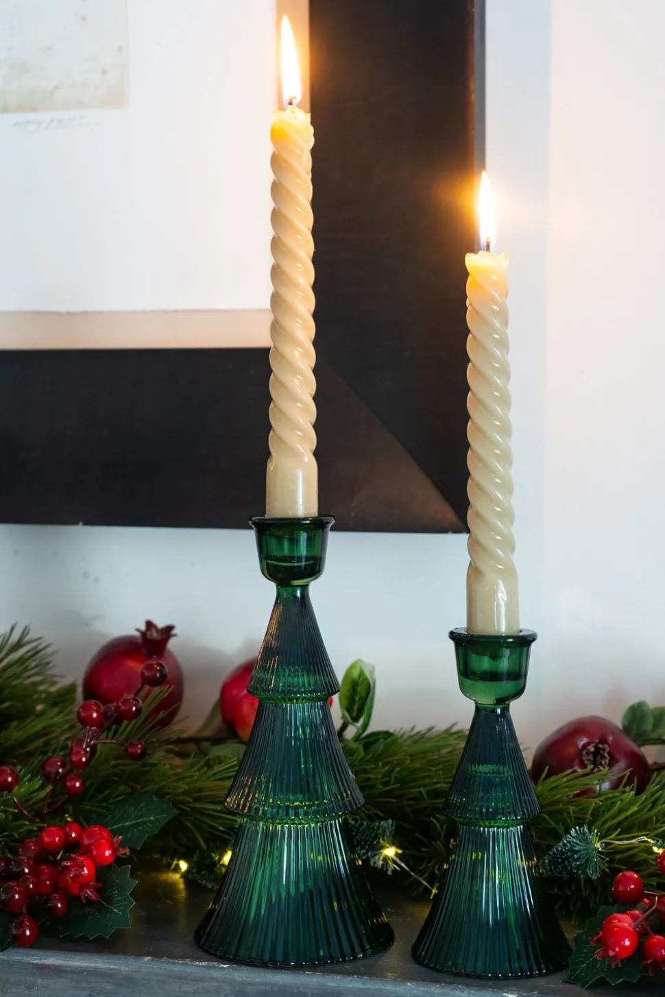 Candelabro Tallado De Cristal Con Diseño De Árbol Verde Grande