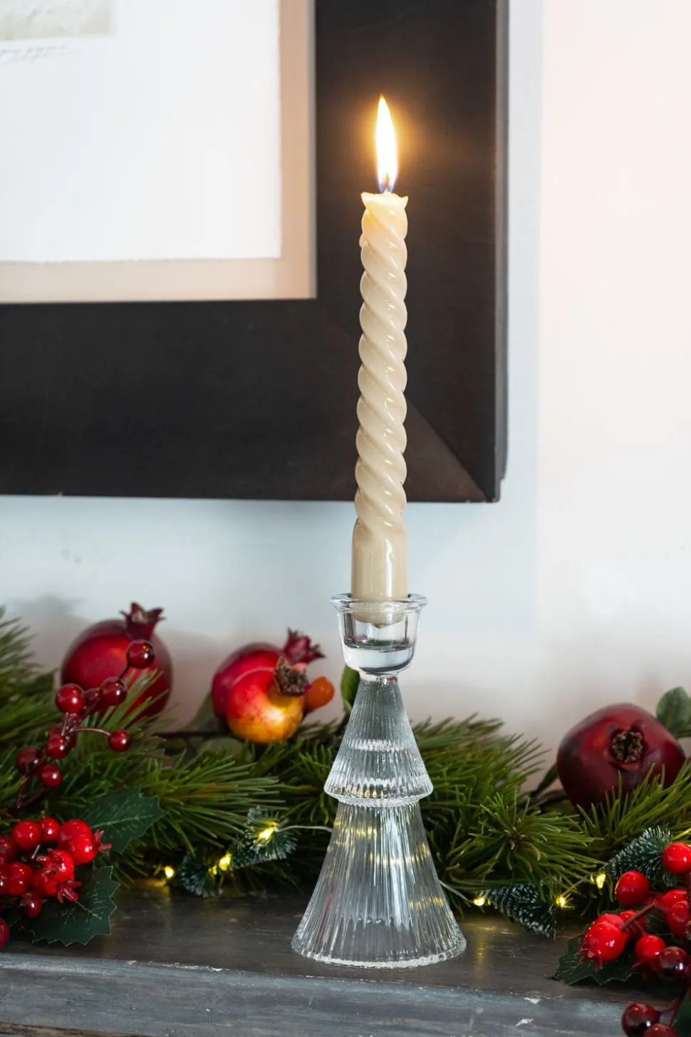 Candelabro Tallado De Cristal Con Diseño De Árbol Transparente Pequeño